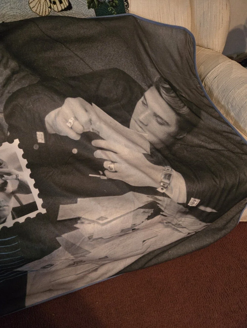 Elvis Black and Gray Graphic Fleece Throw Blanket - Unbranded